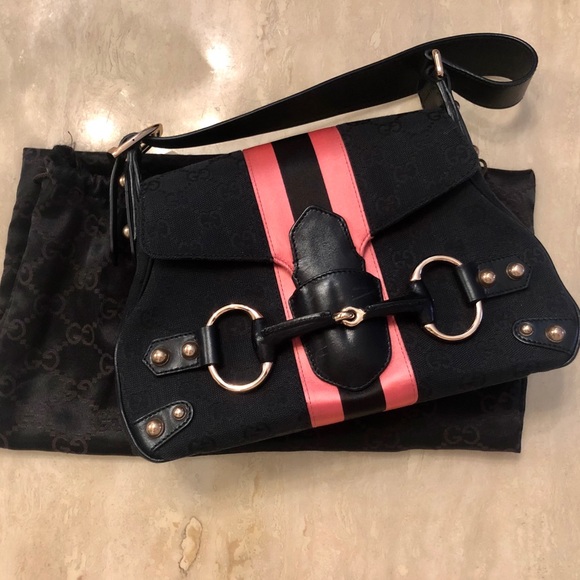 Gucci Black Guccissima Canvas Pink & Black Satin - Picture 2 of 6
